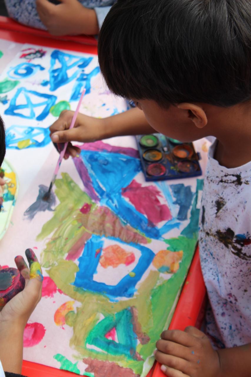 Students expressing happiness and unity