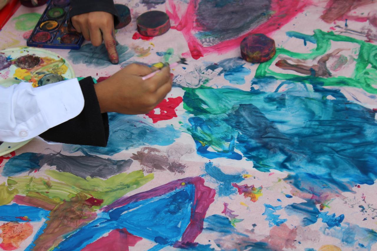 Students expressing happiness and unity