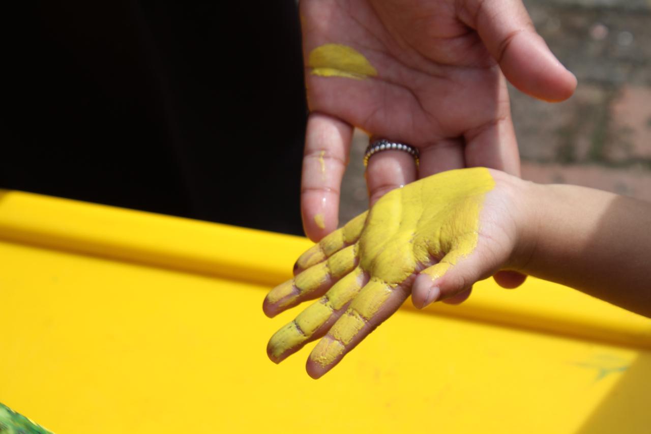 Students expressing happiness and unity